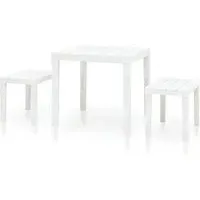 Aliza Garden Dining Set with 2 Benches - White, Plastic