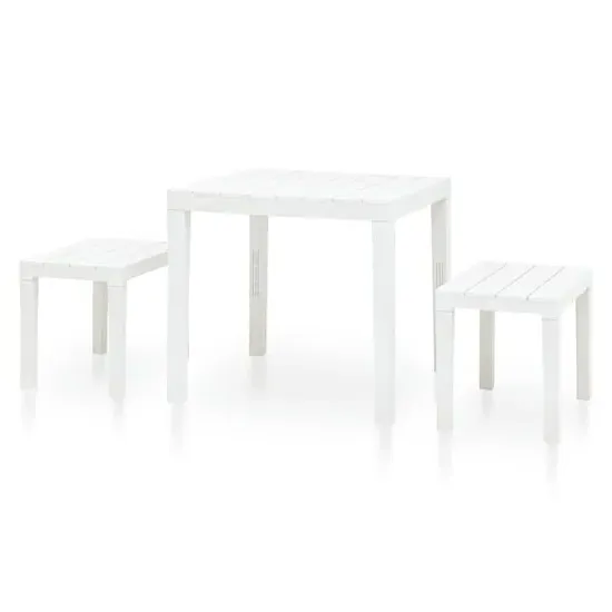 Aliza Garden Dining Set with 2 Benches - White, Plastic