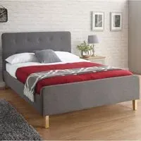 Alkham Double Bed Frame with Button Tufting - Grey, Fabric
