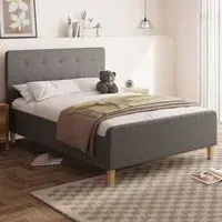 Alkham Double Ottoman Bed with Storage - Dark Grey, Fabric
