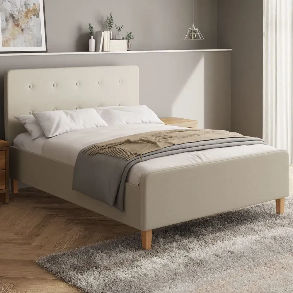 Alkham Double Ottoman Bed with Storage - Natural, Fabric