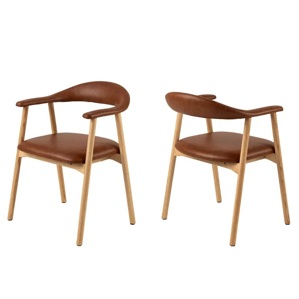 Allegan Dining Chairs in Pair - Brandy, PU Leather product