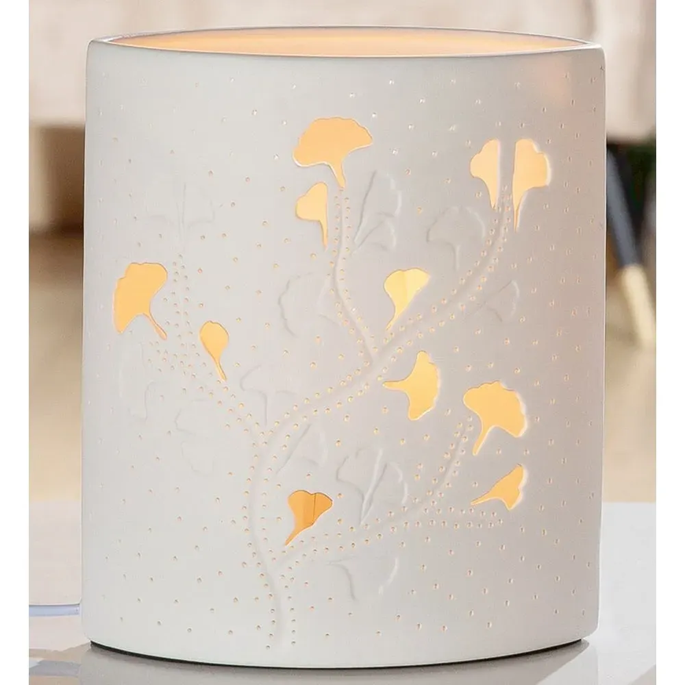 Allegan Ginkgo Design Table Lamp - White, Porcelain product