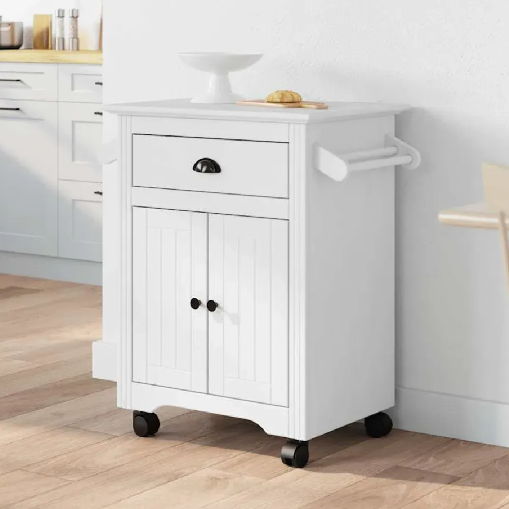 Allegan Kitchen Trolley with 2 Doors - White, Wood product
