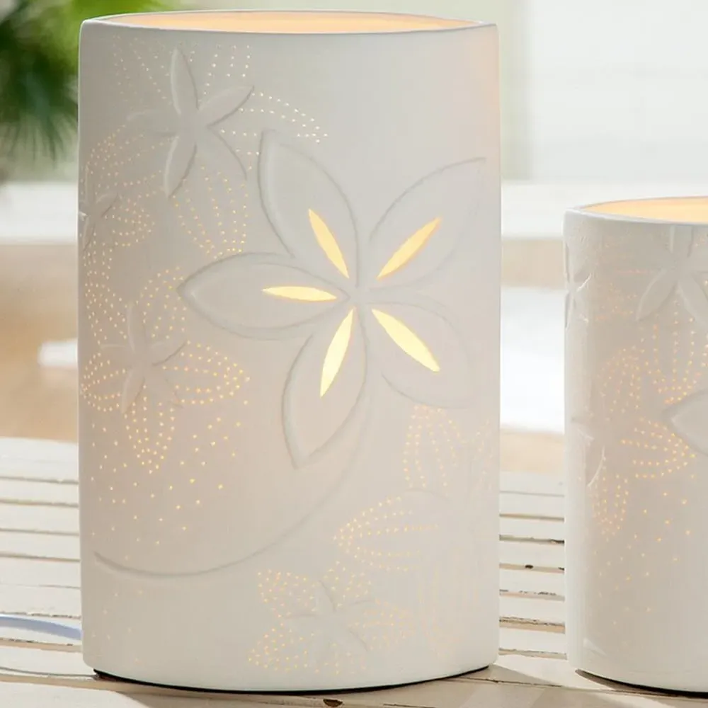 Allegan Large Floral Table Lamp - White, Porcelain product