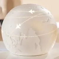 Allegan Large World Map Table Lamp - White, Porcelain