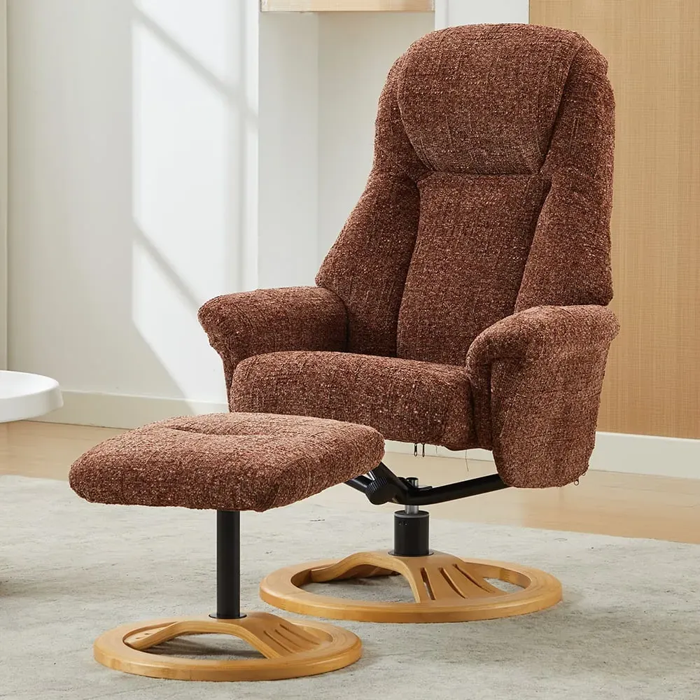 Allegan Recliner Chair with Stool - Copperblush, Fabric image