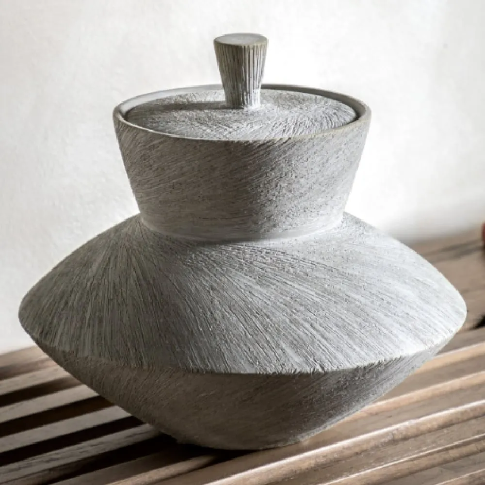 Allegan Stoneware Decorative Jar - Pebble image