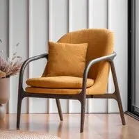 Allegra Fabric Armchair with Wooden Frame - Ochre