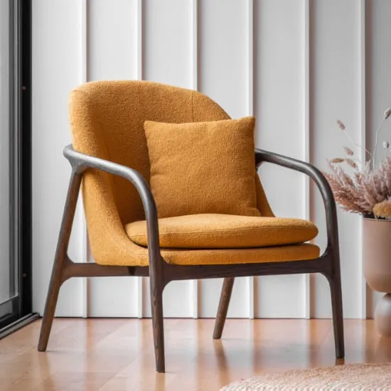 Allegra Fabric Armchair with Wooden Frame - Ochre image
