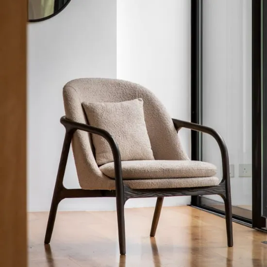 Allegra Fabric Armchair with Wooden Frame - Taupe