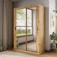 Allen 150cm Mirrored Wardrobe with Sliding Doors - Artisan Oak