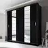 Allen 2-Door Wardrobe with Mirrored Sliding Doors - Black