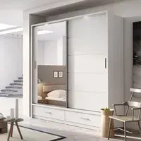 Allen 2-Door Wardrobe with Sliding Doors and Drawers - White
