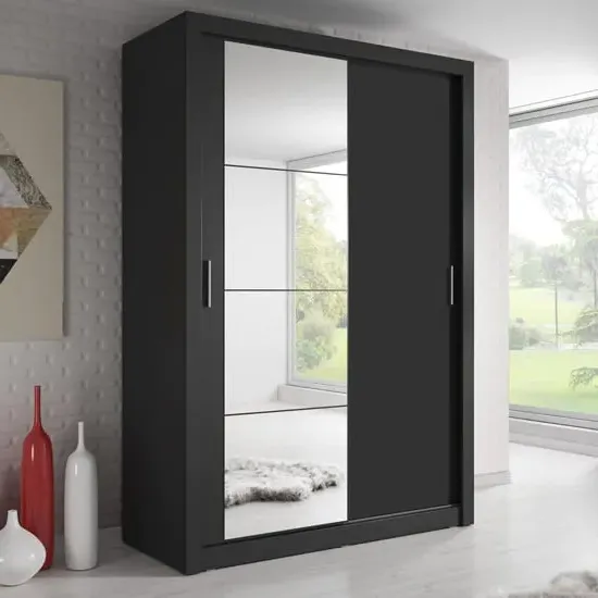 Allen 2-Door Wardrobe with Sliding Doors - Black image