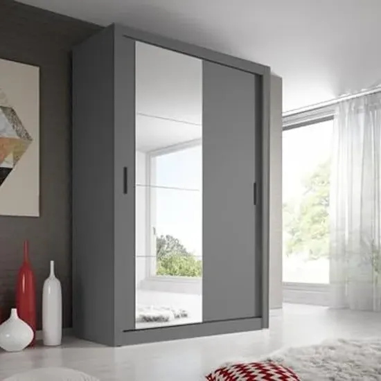 Allen 2-Door Wardrobe with Sliding Doors - Grey