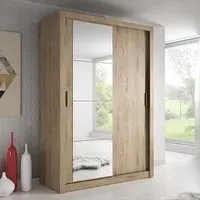 Allen 2-Door Wardrobe with Sliding Doors - Shetland Oak