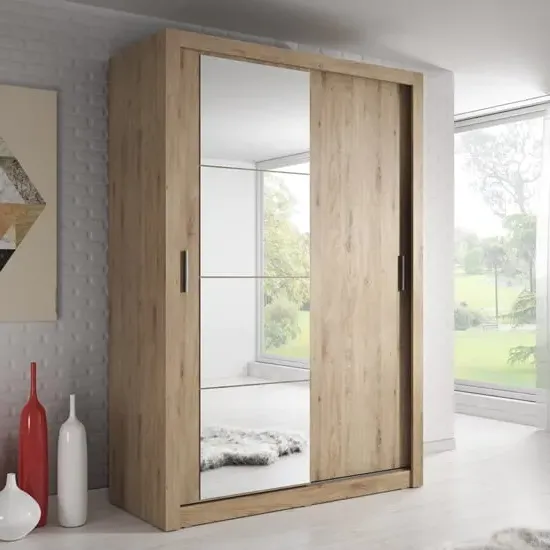 Allen 2-Door Wardrobe with Sliding Doors - Shetland Oak