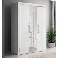 Allen 3-Door Mirrored Wardrobe - White, Laminated Board