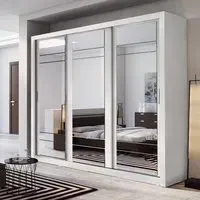 Allen 3-Door Wardrobe with Mirrored Sliding Doors - White