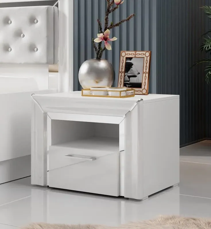 Allen Bedside Cabinet with 1 Drawer - White image
