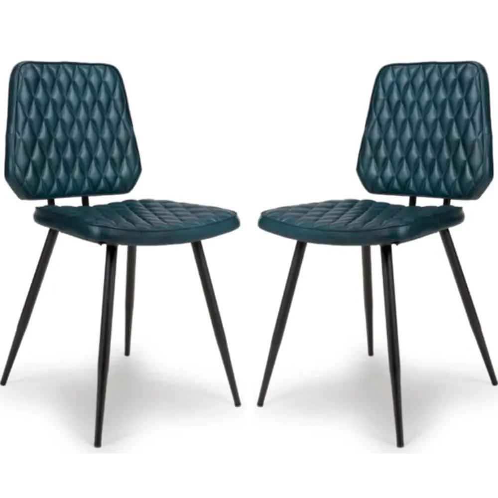 Allen Dining Chairs in Pair - Blue, Leather image