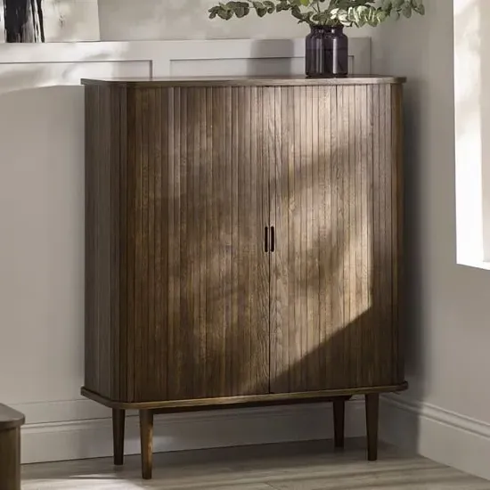 Allen Drinks Cabinet with Sliding Doors - Dark Oak image