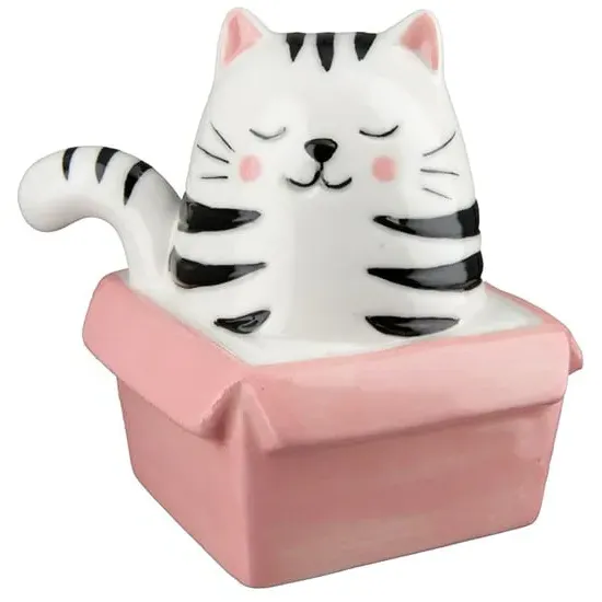 Allen Findus Cat Sculpture - Rose, Porcelain image