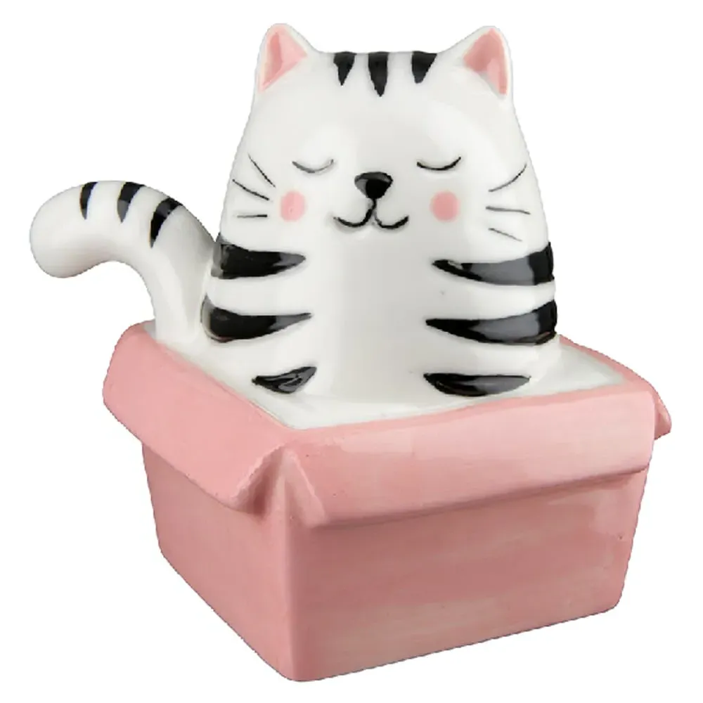 Allen Cat Sculpture - Pink & White, Porcelain product