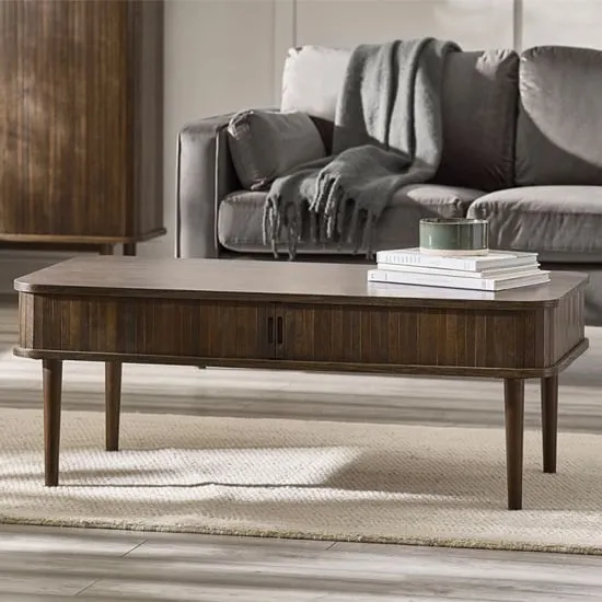 Allen Rectangular Coffee Table with Storage - Dark Oak