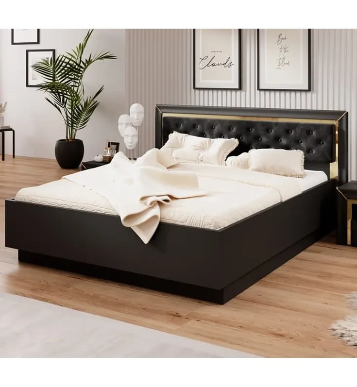 Allen Super King Size Bed Frame - Black, Laminated Board