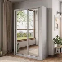 Allen Wardrobe with 2 Mirrored Sliding Doors - Grey