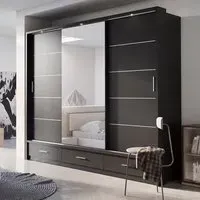 Allen Wardrobe with 3 Sliding Doors - Matt Black