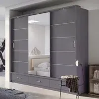 Allen Wardrobe with 3 Sliding Doors - Matt Grey