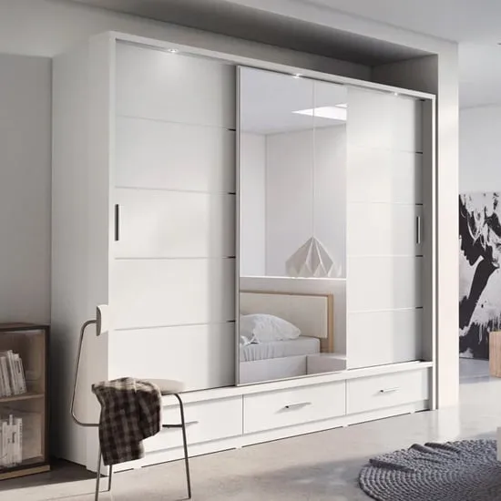 Allen Wardrobe with 3 Sliding Doors - Matt White