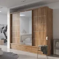 Allen Wardrobe with 3 Sliding Doors - Sterling Oak