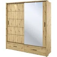 Allen Wardrobe with LED Lighting - Artisan Oak
