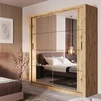 Allen Wardrobe with Mirrored Sliding Doors - Artisan Oak