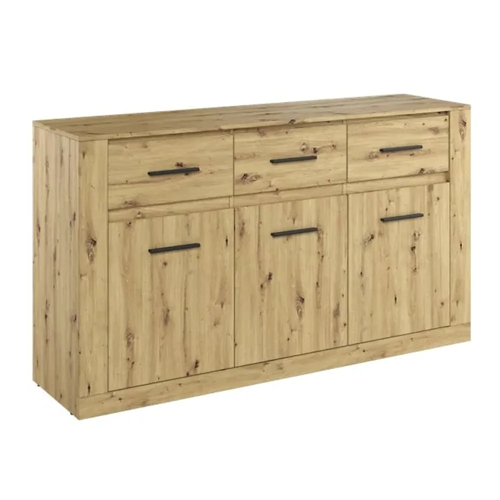 Allen Wooden Sideboard with 3 Doors 3 Drawers - Artisan Oak image