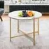 Allerton Large Round End Table - White Marble Effect, Wood
