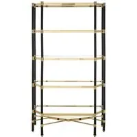 Allessa 5-Tier Shelving Unit - Clear Glass, Gold