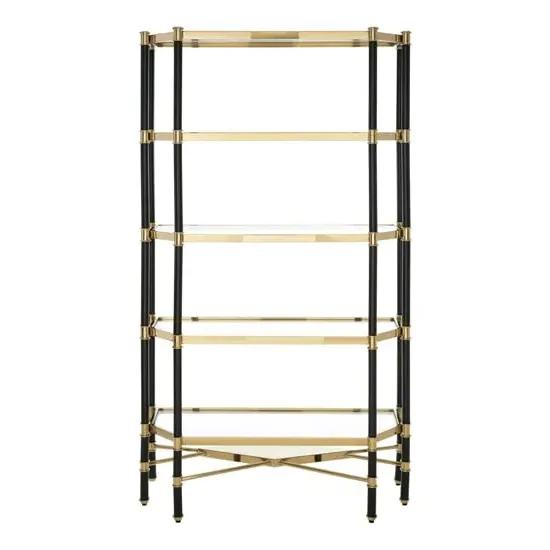 Allessa 5-Tier Shelving Unit - Clear Glass, Gold