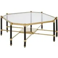 Allessa Octagonal Coffee Table - Clear Glass, Gold