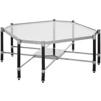 Allessa Octagonal Coffee Table - Clear Glass, Silver
