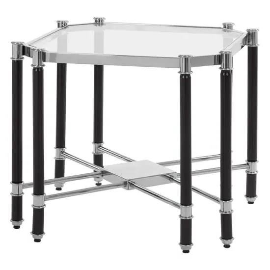 Allessa Octagonal End Table - Clear Glass, Silver image