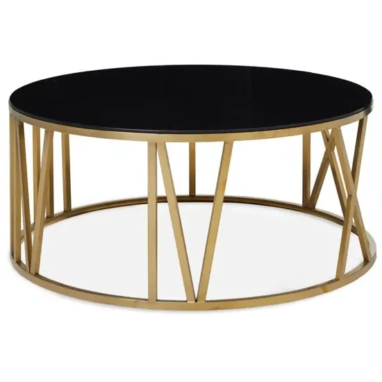 Allina Round Coffee Table - Black, Tempered Glass product