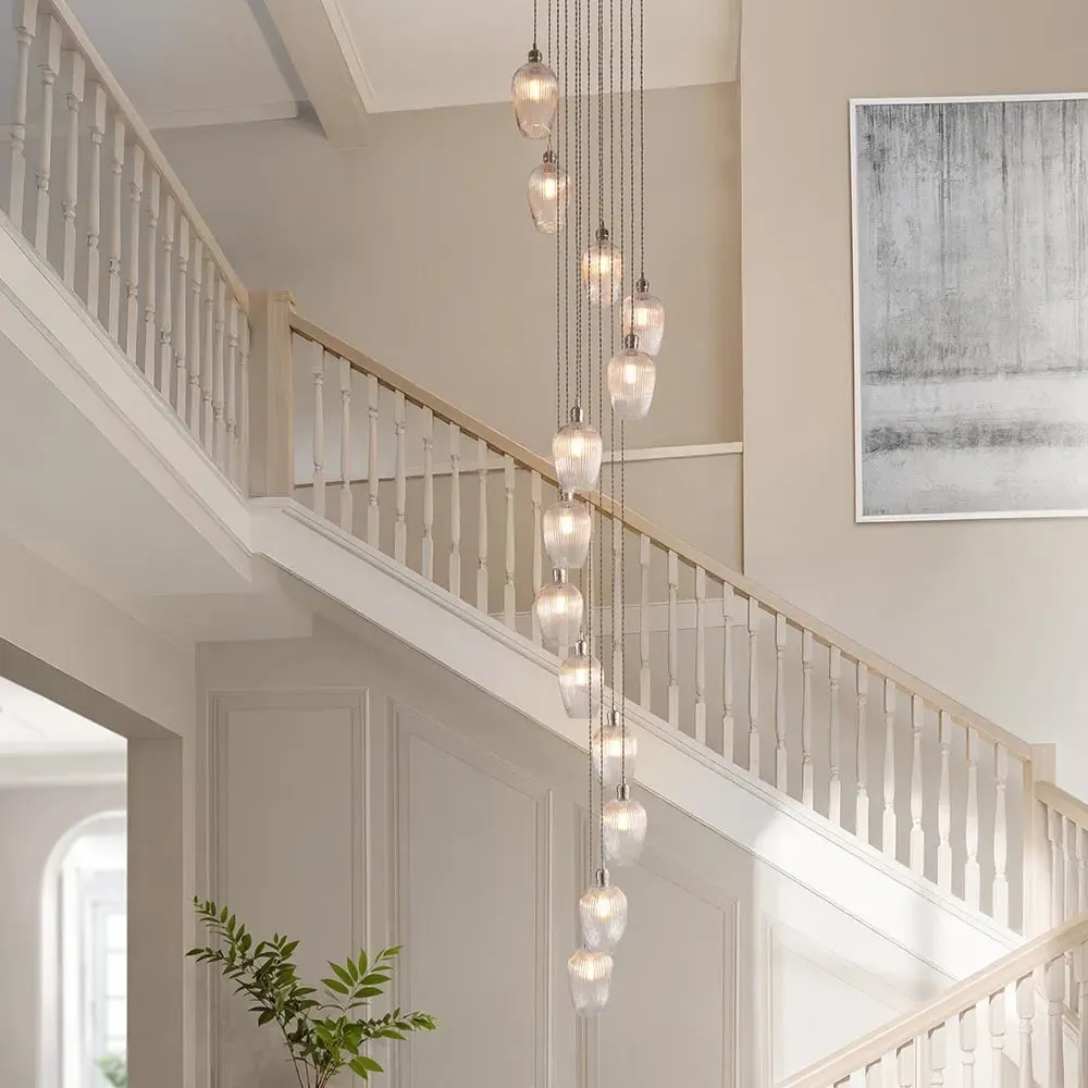 Allston 13 Light Glass Pendant Ceiling Light - Polished Nickel