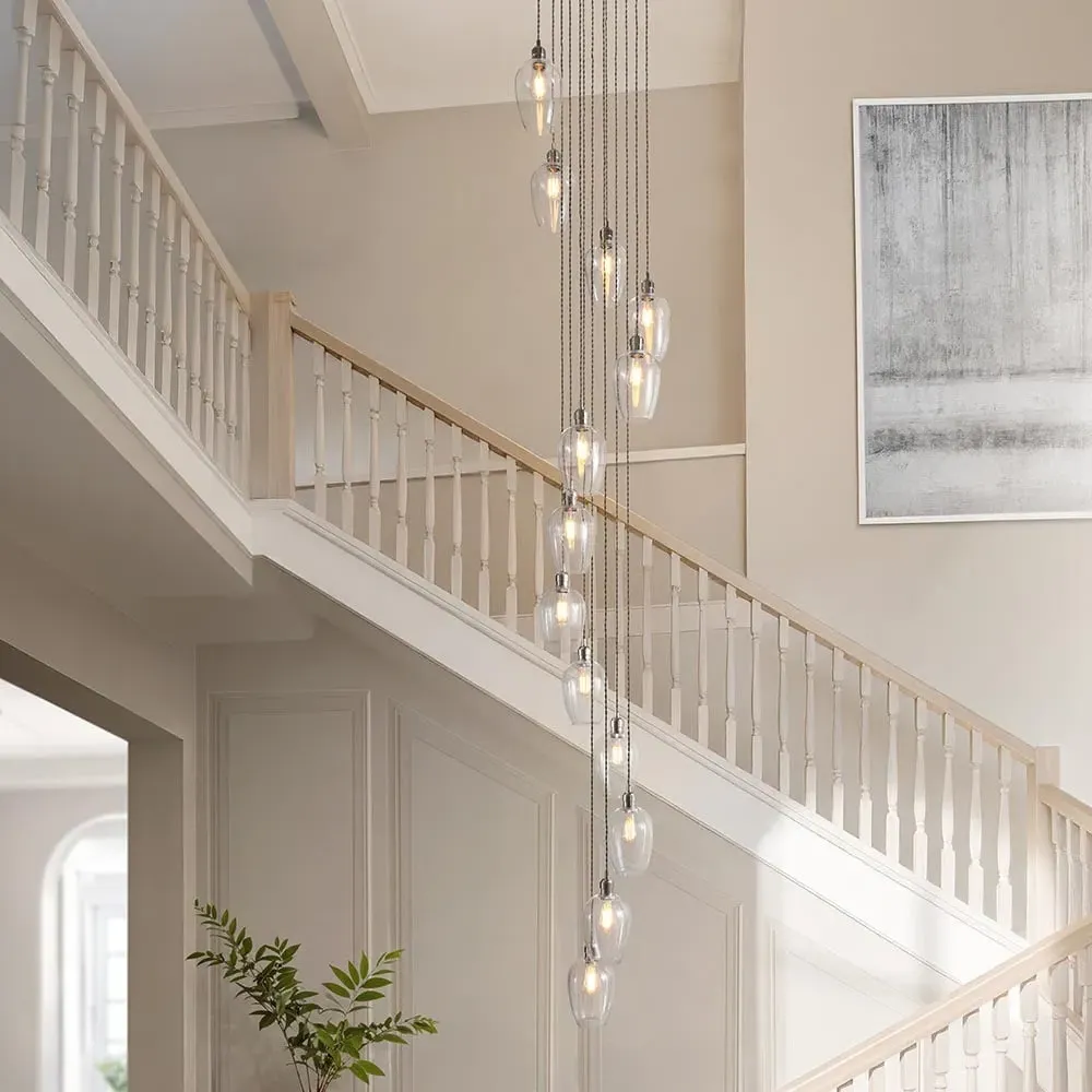 Allston 13-Light Pendant Ceiling Light - Nickel, Glass