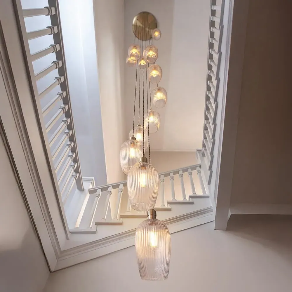 Allston 13 Ribbed Glass Pendant Ceiling Light - Nickel