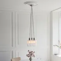 Allston 3 Ribbed Glass Pendant Ceiling Light - Nickel